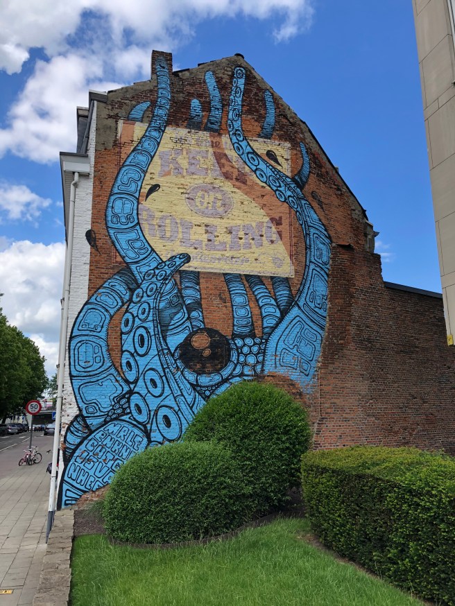 Muurschildering Mechelen: Inktvis Olivetenvest